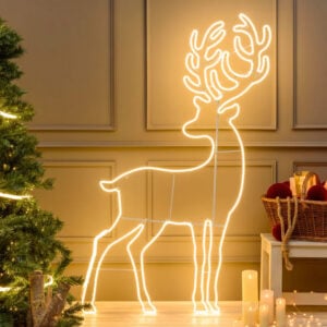 Reindeer Neon Rope Light Warm White 12m 180x104cm