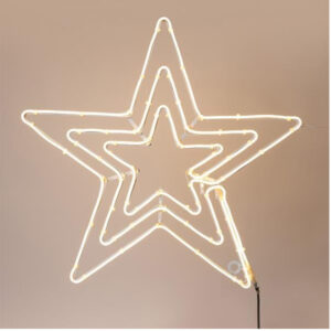 Triple Star Neon Rope Light Warm White 5m 60x60cm