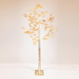 Gold Xmas Tree with Palm Leaves Warm White Mini LED 1.8m