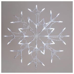 50 White LED Line Snowflake Design White PVC Wire